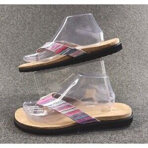 Easy Street Women's Flat Sandals Purple Striped Metallic Multi US 10W Stevie